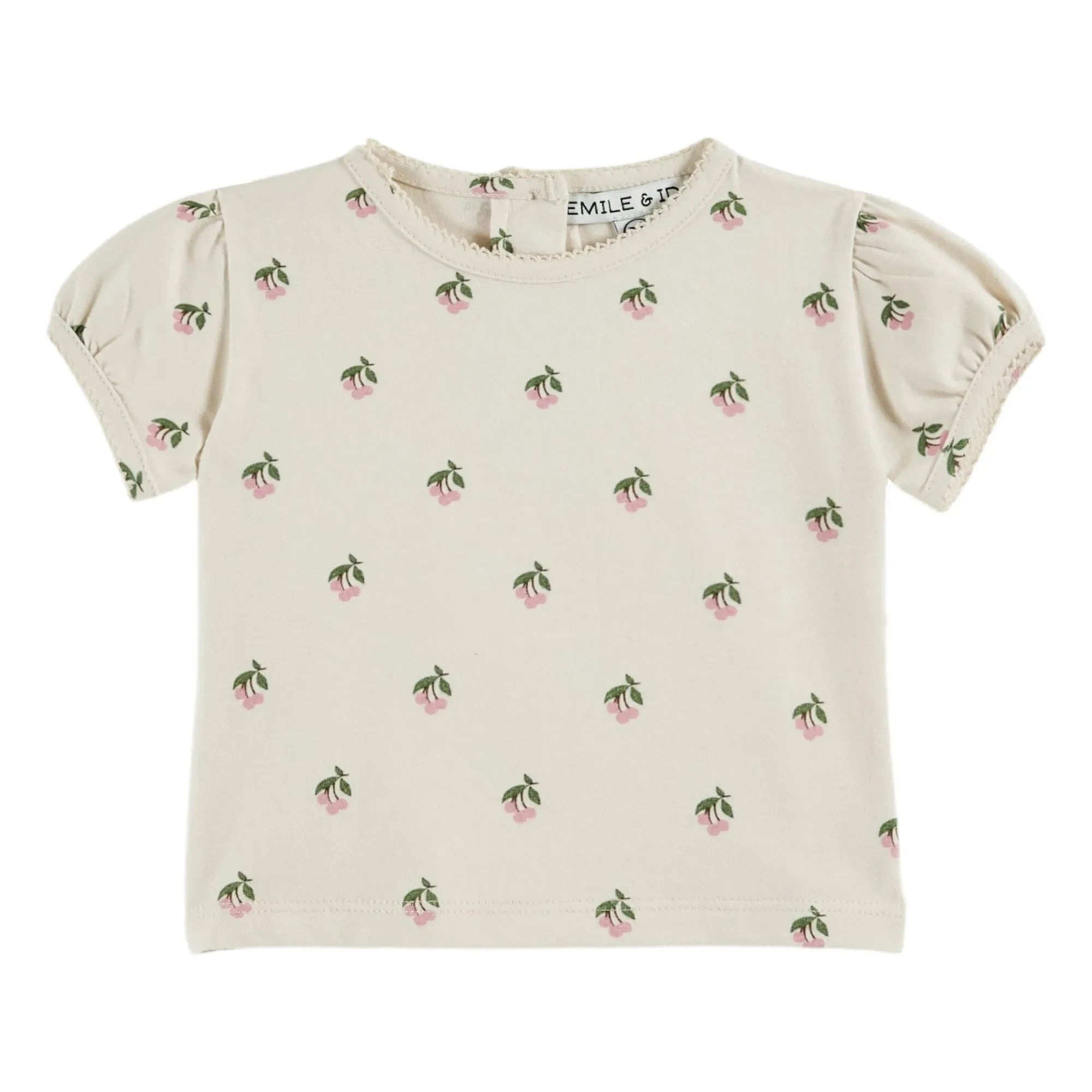Emile et Ida - Kirsche Bio-Baumwolle Bouffant T-Shirt | Creme