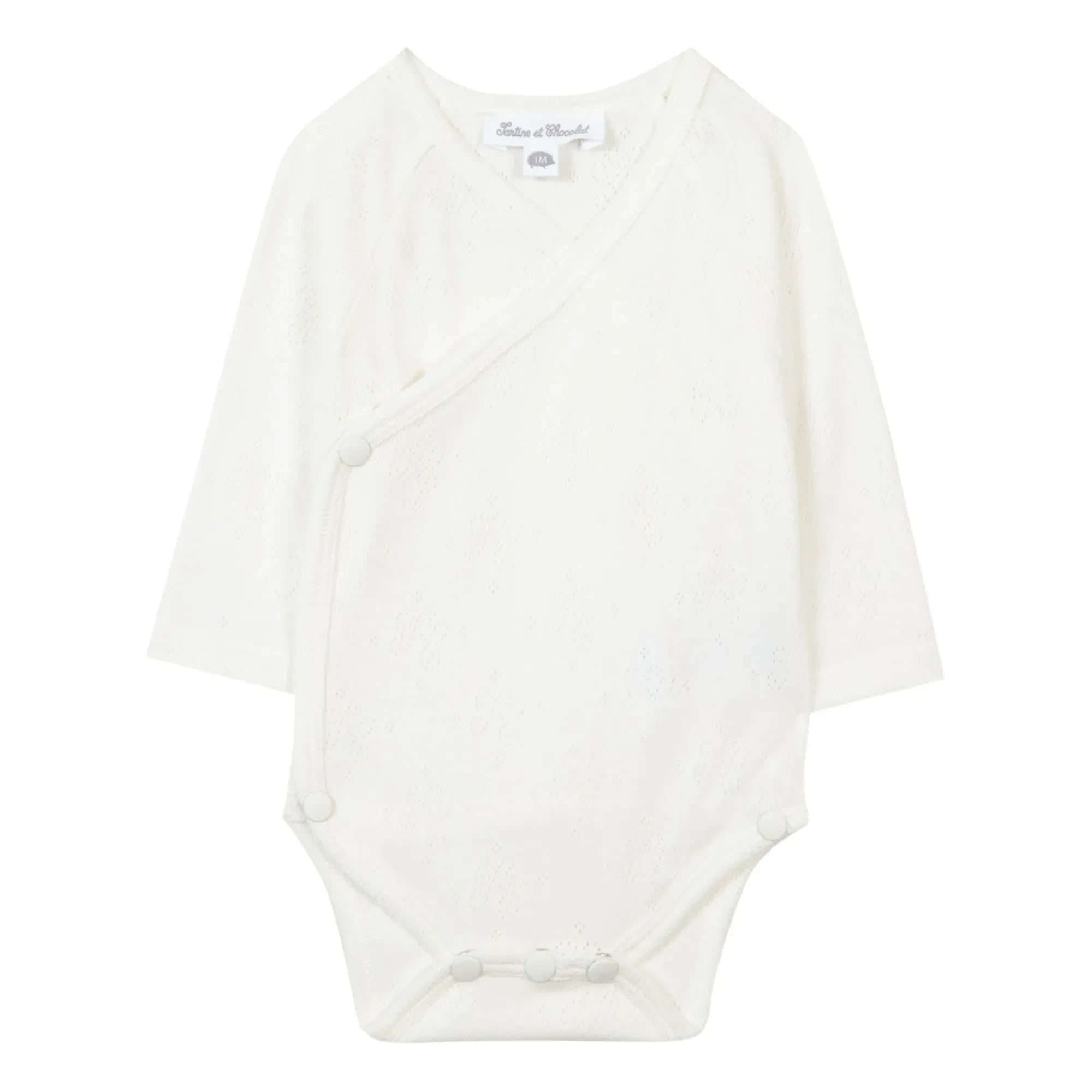 Tartine et Chocolat - Bio-Baumwolle Wickel-Pointelle Baby-Body | Ecru