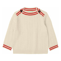 FUB - Zickzack-Knopf-Pullover aus feinem Merinostrick | Ecru