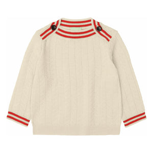FUB - Zickzack-Knopf-Pullover aus feinem Merinostrick | Ecru
