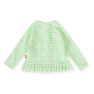 Goldie + Ace - UV-Schutz Badeshirt Blumenkaro Muster | Grün