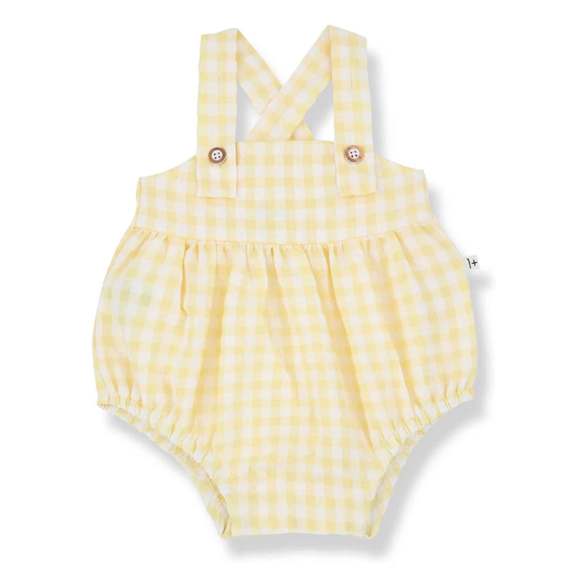 1+ in the family - Patras Vichy Seersucker Overall | Blassgelb