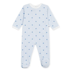 Petit Bateau - Yıldızlı Çizgili Organik Pamuklu İyi Uykular Pijaması | Mavi