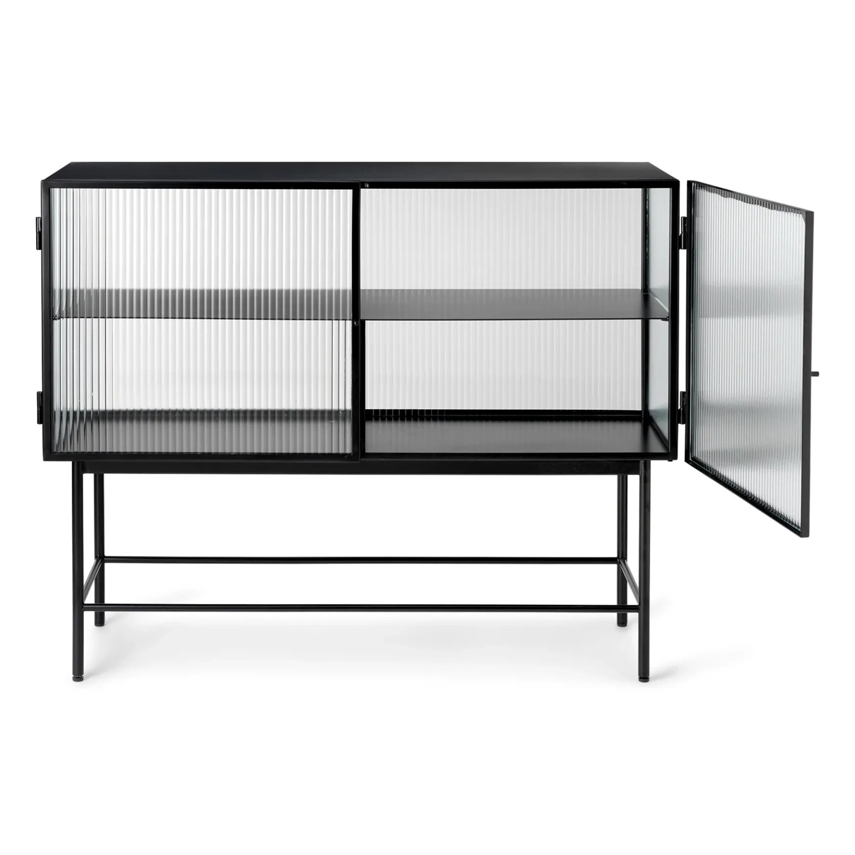 Ferm Living - Haze Gestreifte Glas- und Metallkonsole | Schwarz