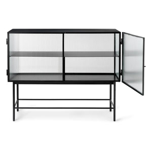 Ferm Living - Haze Gestreifte Glas- und Metallkonsole | Schwarz