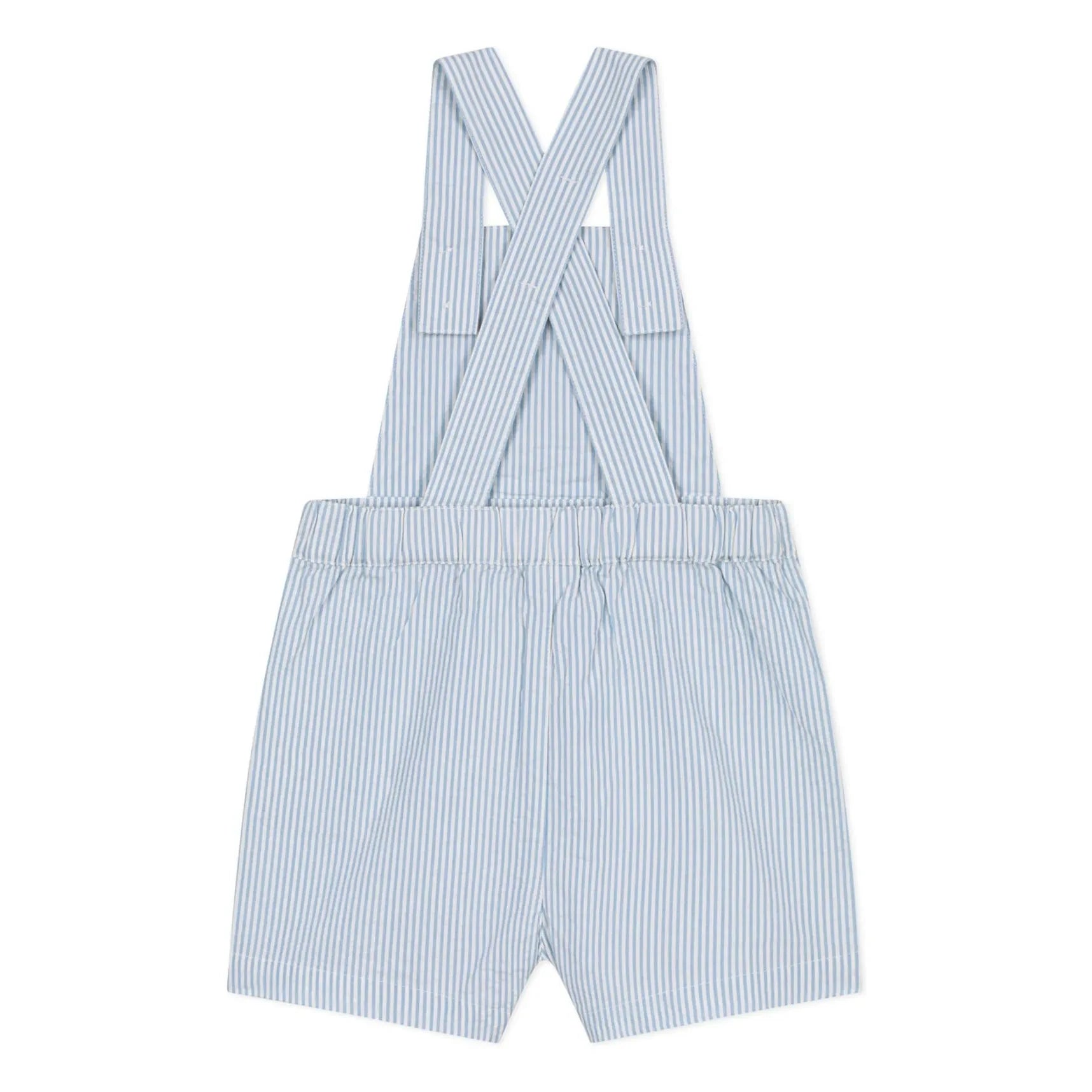 Petit Bateau - Gestreifte Seersucker Bio-Baumwoll-Kurzlatzhose | Hellblau