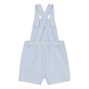 Petit Bateau - Gestreifte Seersucker Bio-Baumwoll-Kurzlatzhose | Hellblau