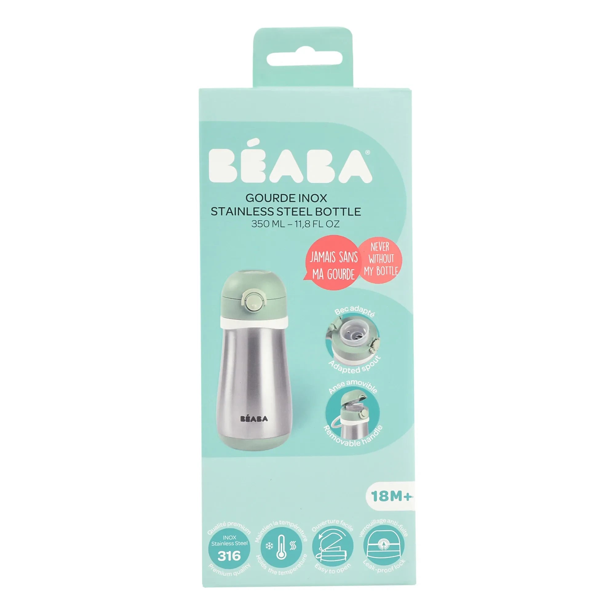 Béaba - Paslanmaz Çelik Su Şişesi - 350 ml | Sage