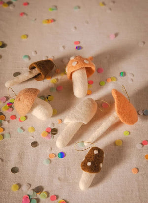 Muskhane - Filzpilz Weihnachtsanhänger - 6er-Set | Orange