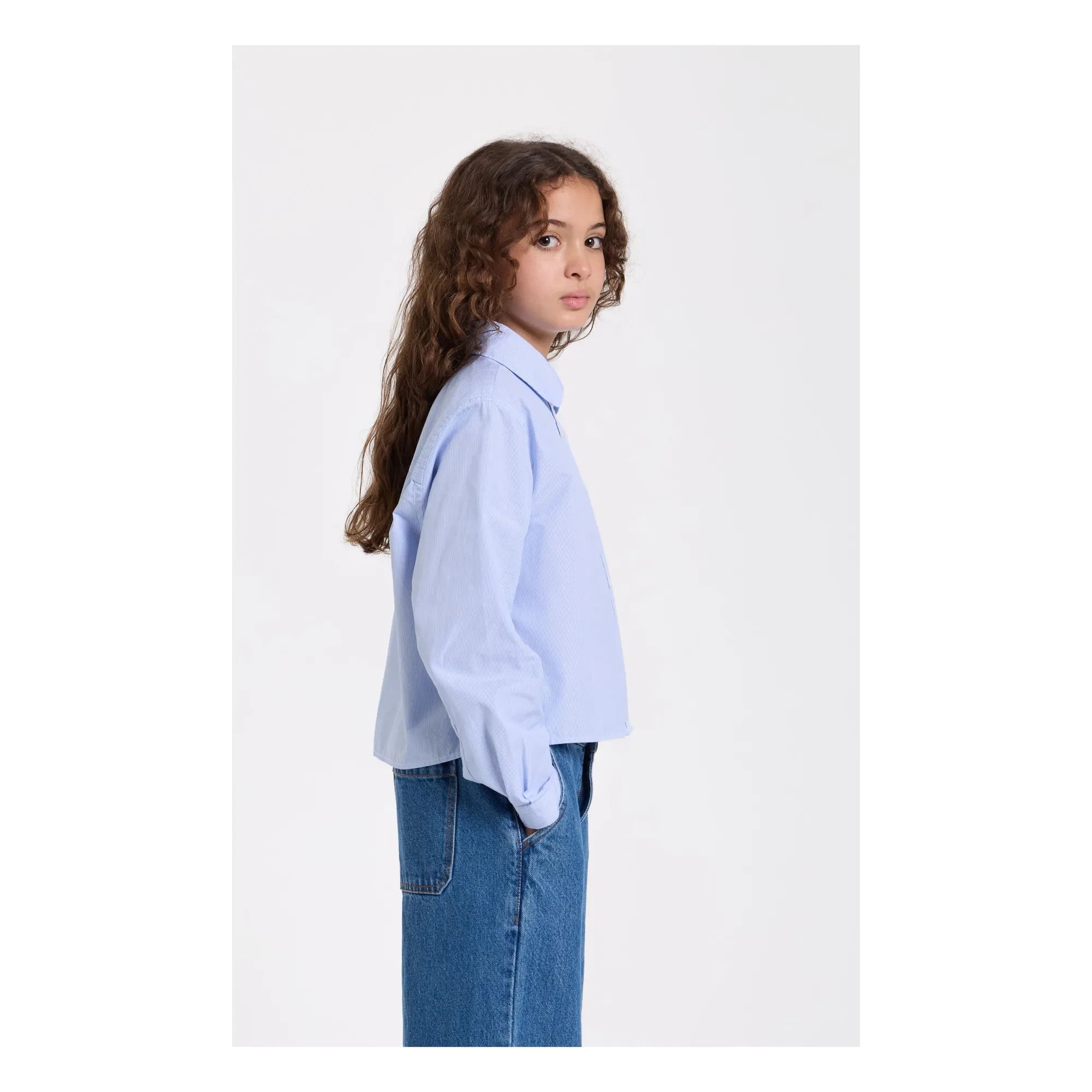 Smallable Kid - Clara Gestreiftes Kurzarmhemd | Hellblau