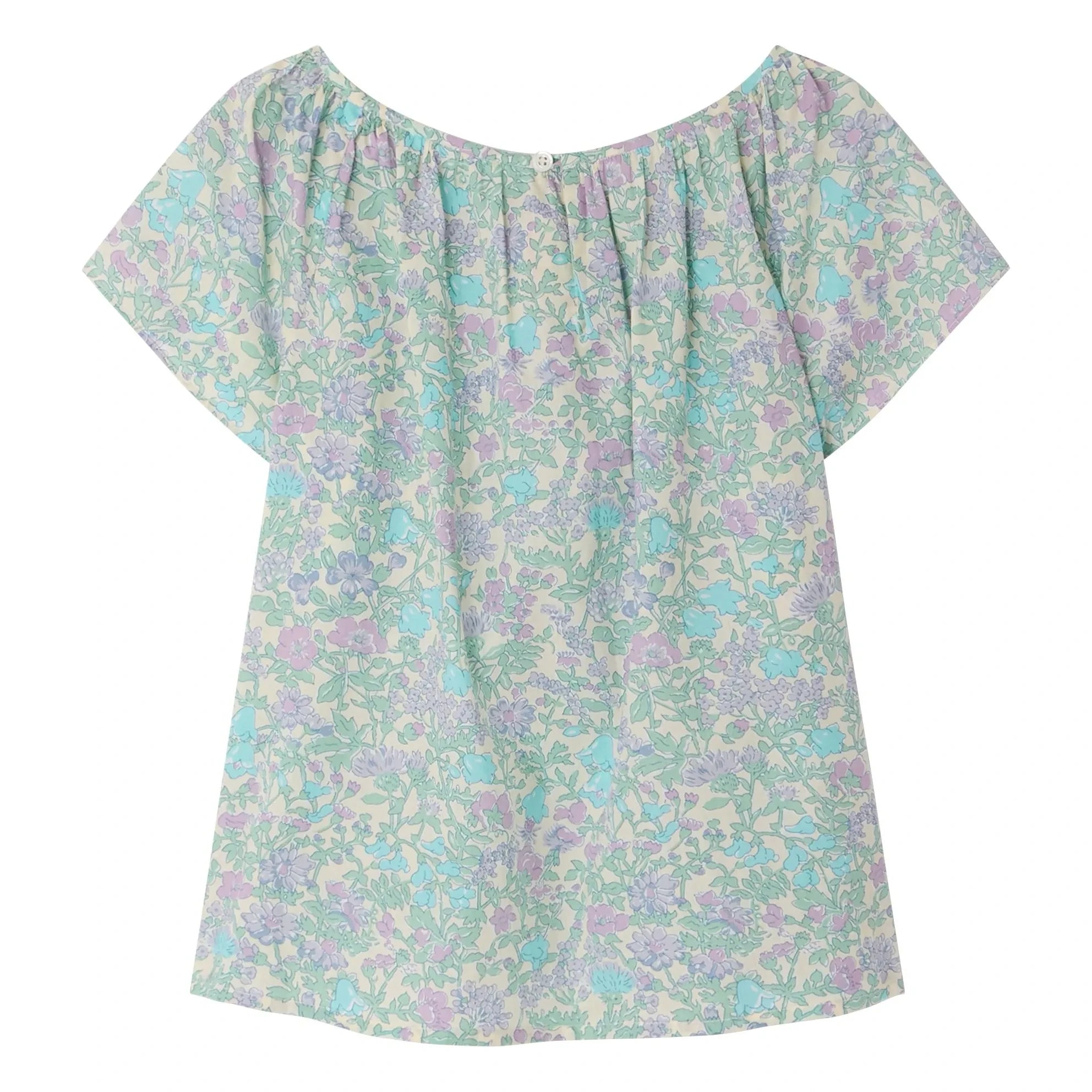 Bonpoint - Grenade Liberty Bio-Baumwollbluse mit Rüschen | Aqua