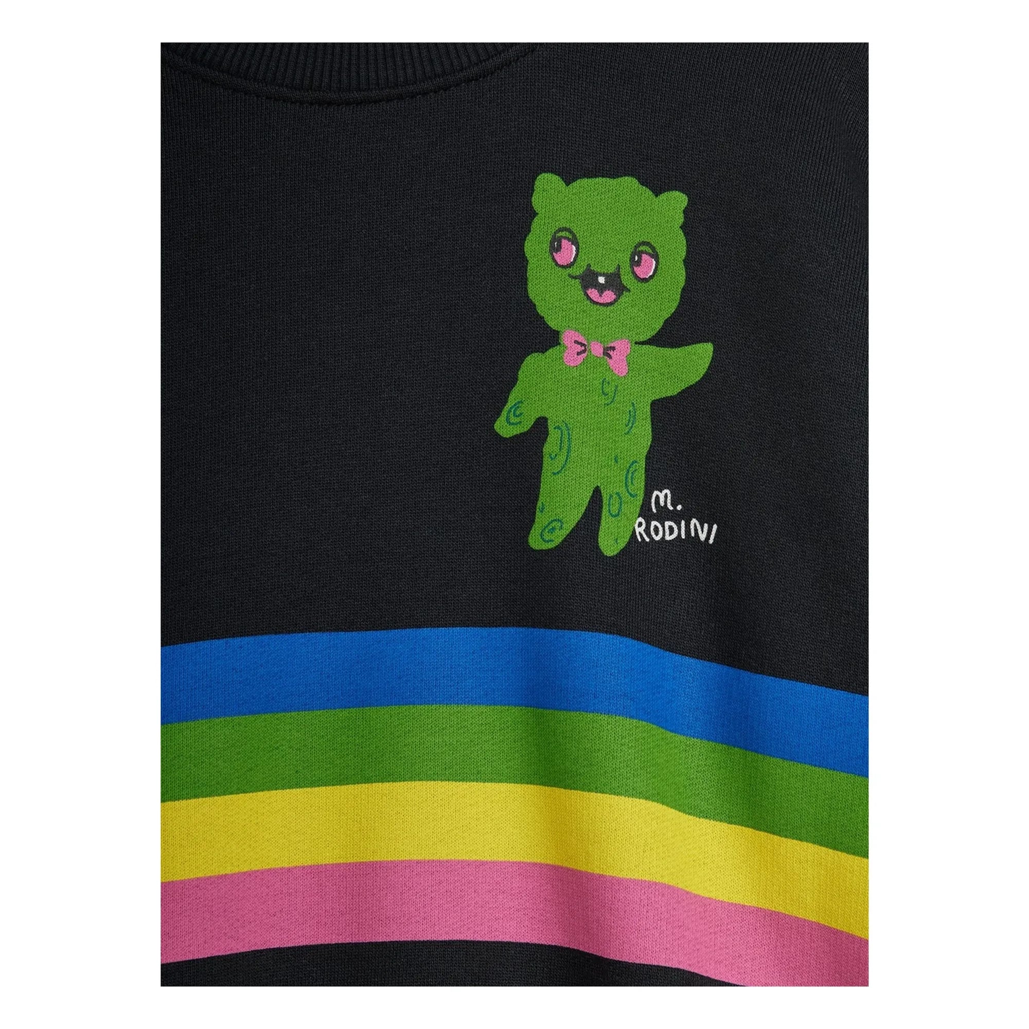 Mini Rodini - Bio-Baumwoll-Sweatshirt mit Alien-Streifen | Schwarz