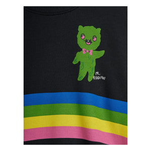 Mini Rodini - Bio-Baumwoll-Sweatshirt mit Alien-Streifen | Schwarz