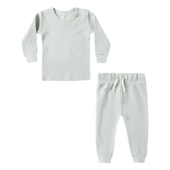 Quincy Mae - Waffle Bio-Baumwollshirt und Jogger Set | Hellblau
