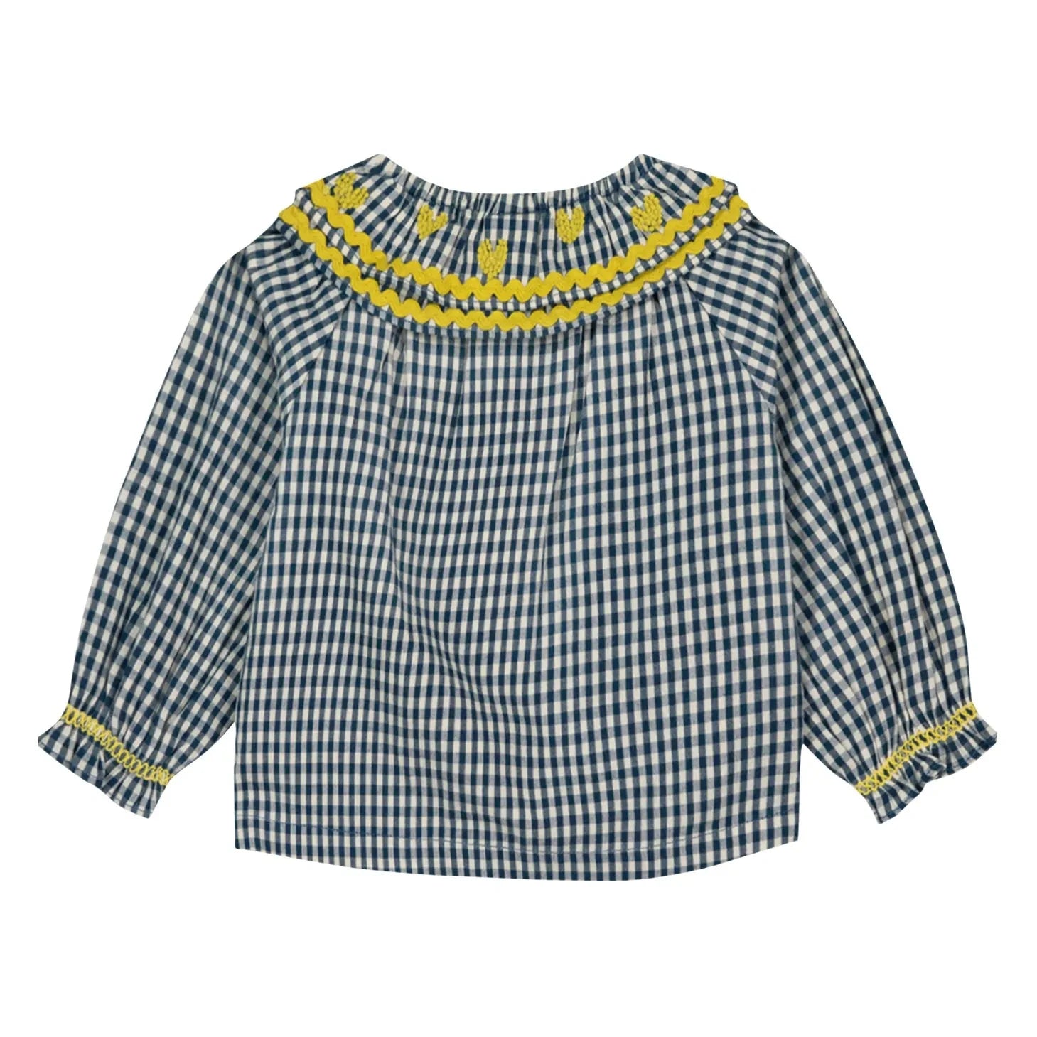 Bonton - Solane Kareli Nakışlı Yaka Bluz | Mavi
