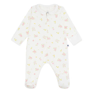 Petit Bateau - Schlafstrampler aus Bio-Baumwolle mit Blumenmuster | Weiß