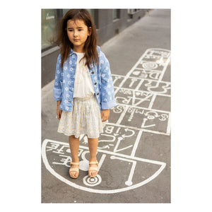 Louis Louise - Geblümte Braune Jeansjacke | Hellblau
