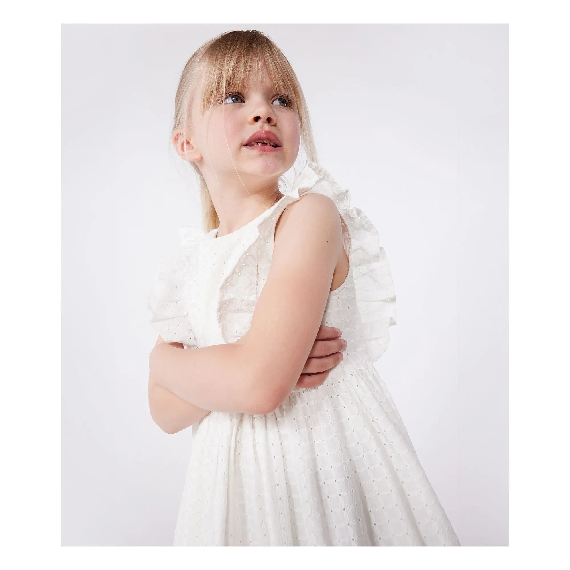 Petit Bateau - Kleid Brendice Broderie Anglaise Bio-Baumwolle | Weiß
