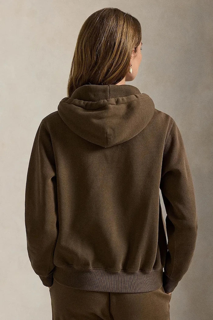 Polo Ralph Lauren fermuarlı kapüşonlu kadın sweatshirt pamuklu