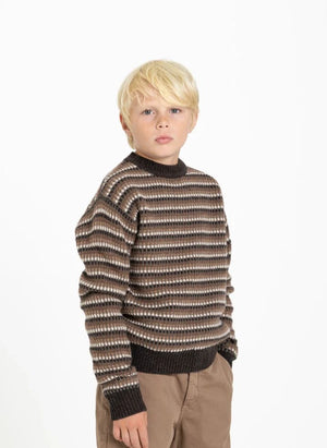 Finger in der Nase - Mathis Jacquard Merinowolle Pullover | Braun