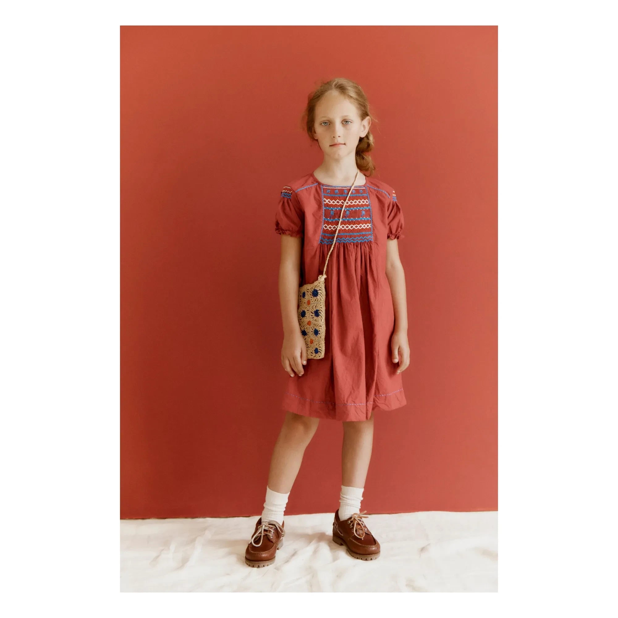 Caramel - Moringa gerafftes Kleid | Kirschrot
