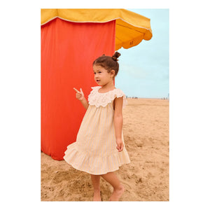 Louise Misha - Danya Gestreiftes Kleid aus Bio-Baumwolle | Gelb