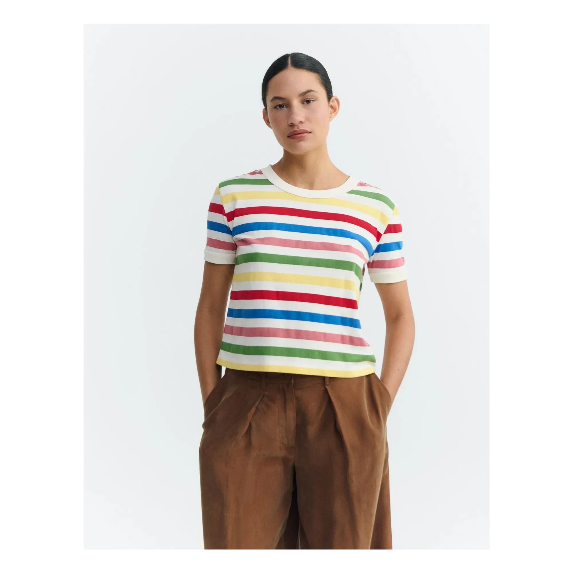 Thinking Mu - Gestreiftes T-Shirt Zowie Bio-Baumwolle | Gelb