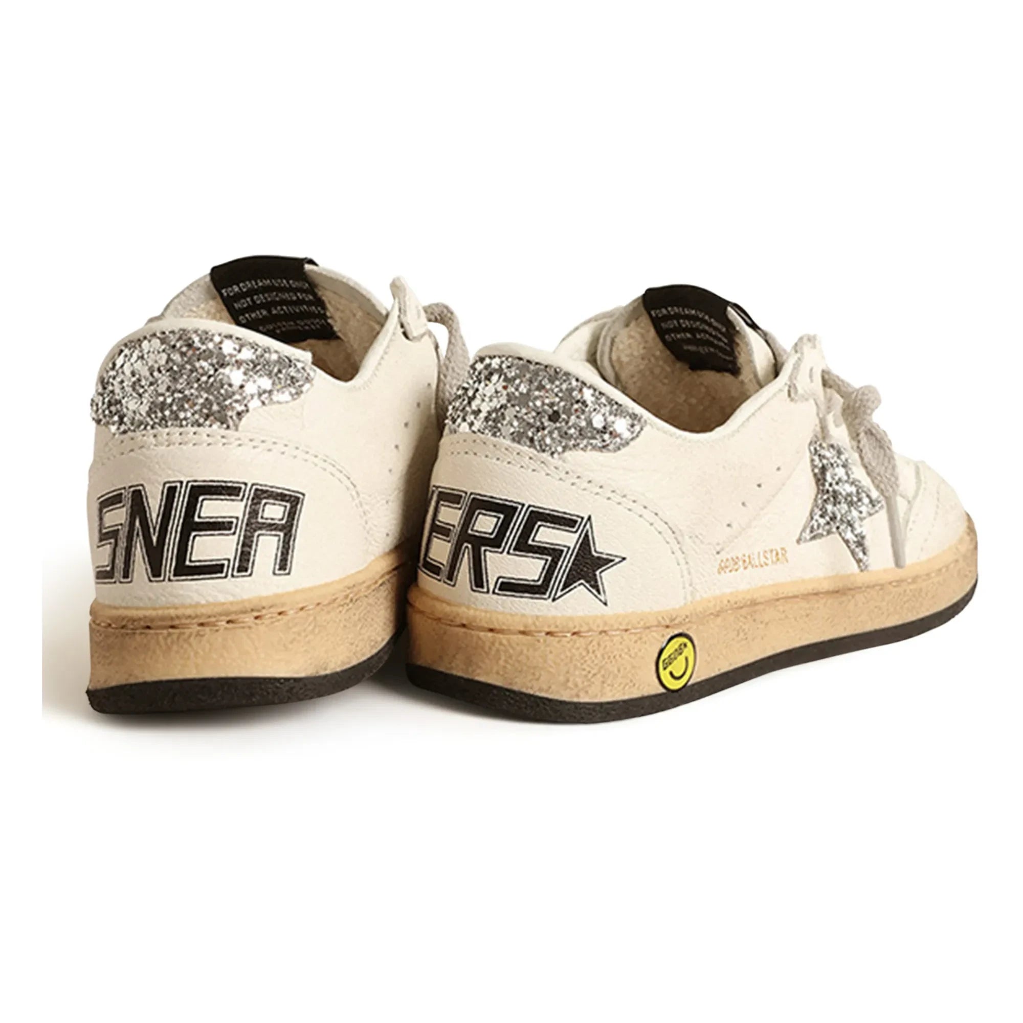 Golden Goose - Ballstar Sneakers mit Glitzer-Schnürsenkeln | Silber