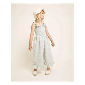 Búho - Vichy Seersucker-Strampler | Aqua