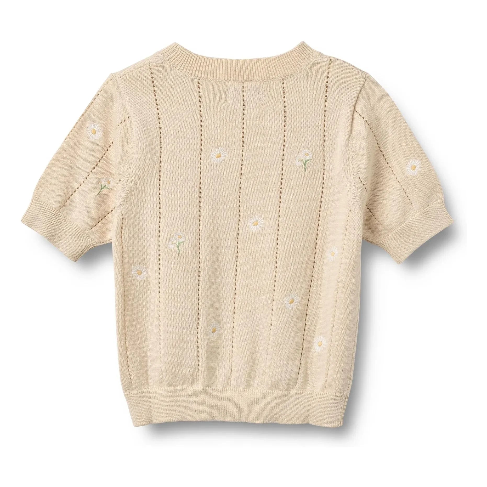Wheat - Malvina Bio-Baumwolle Blüten Kurzarmpullover | Ecru