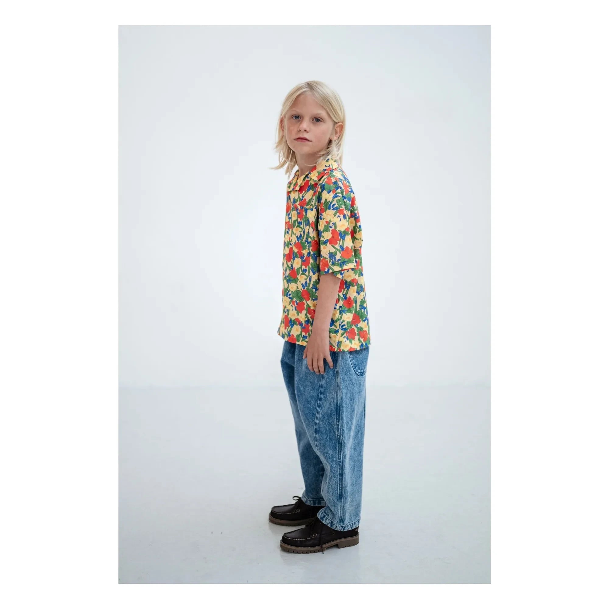 Repose AMS - Boxy Fleurie Bio-Baumwollhemd | Blassgelb