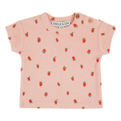 Emile et Ida – Erdbeer-T-Shirt aus Bio-Baumwollfrottee | Rosa