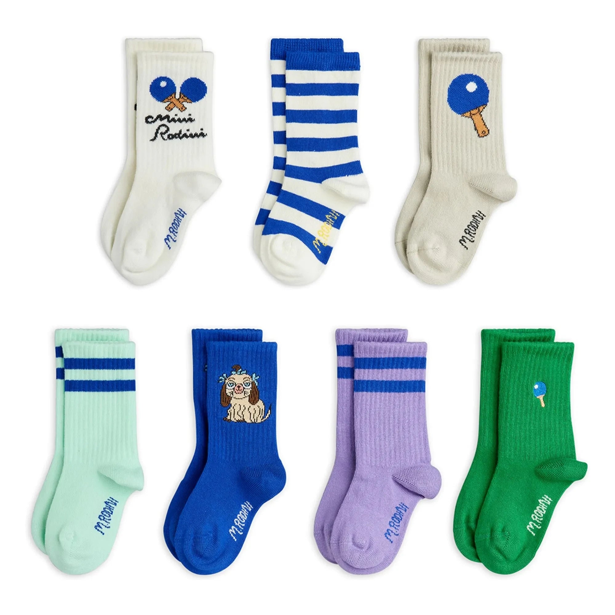 Mini Rodini - Bio-Baumwolle 7er Pack Ping Pong Socken | Blau