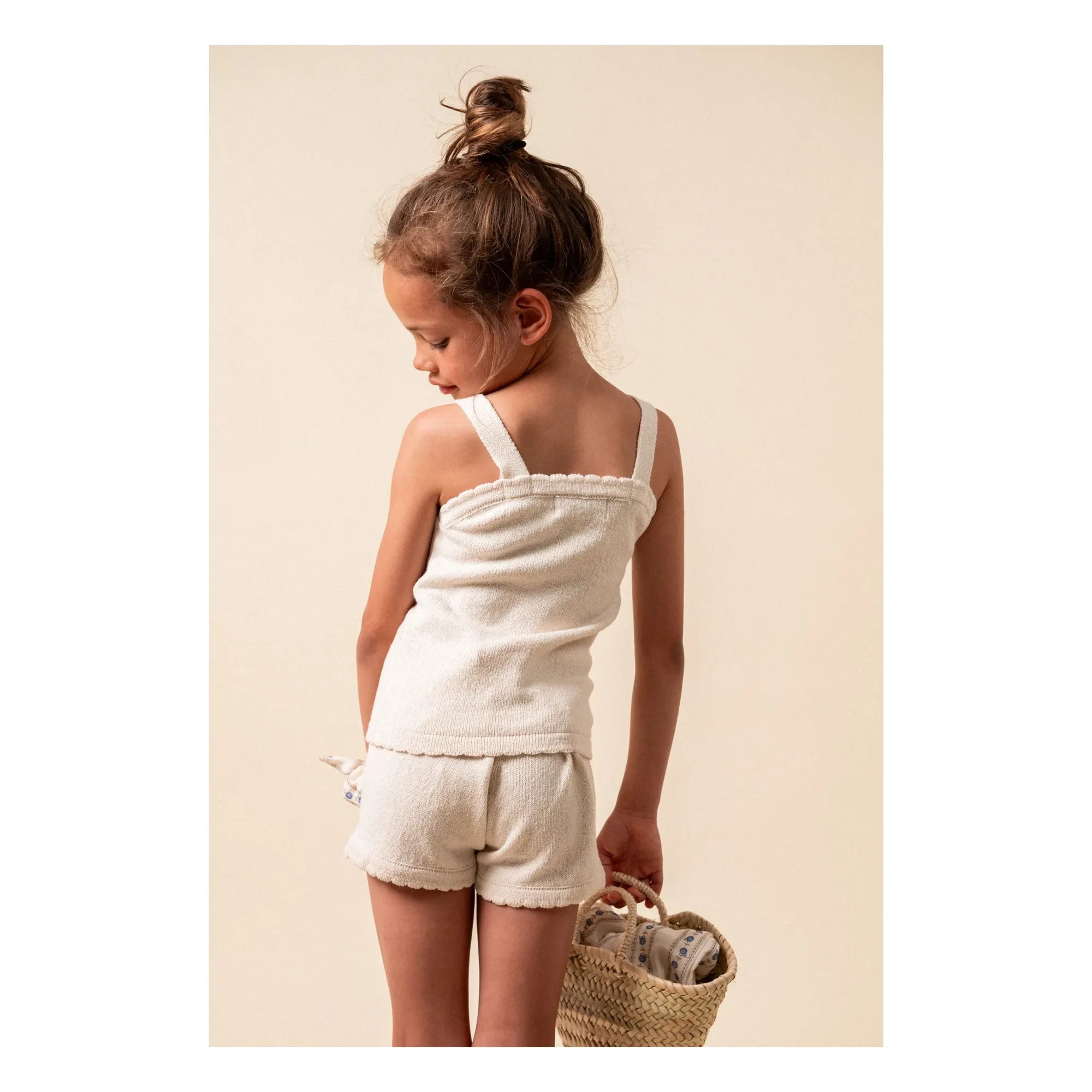 birinit - Bestickte Shorts aus Feinripp | Elfenbein