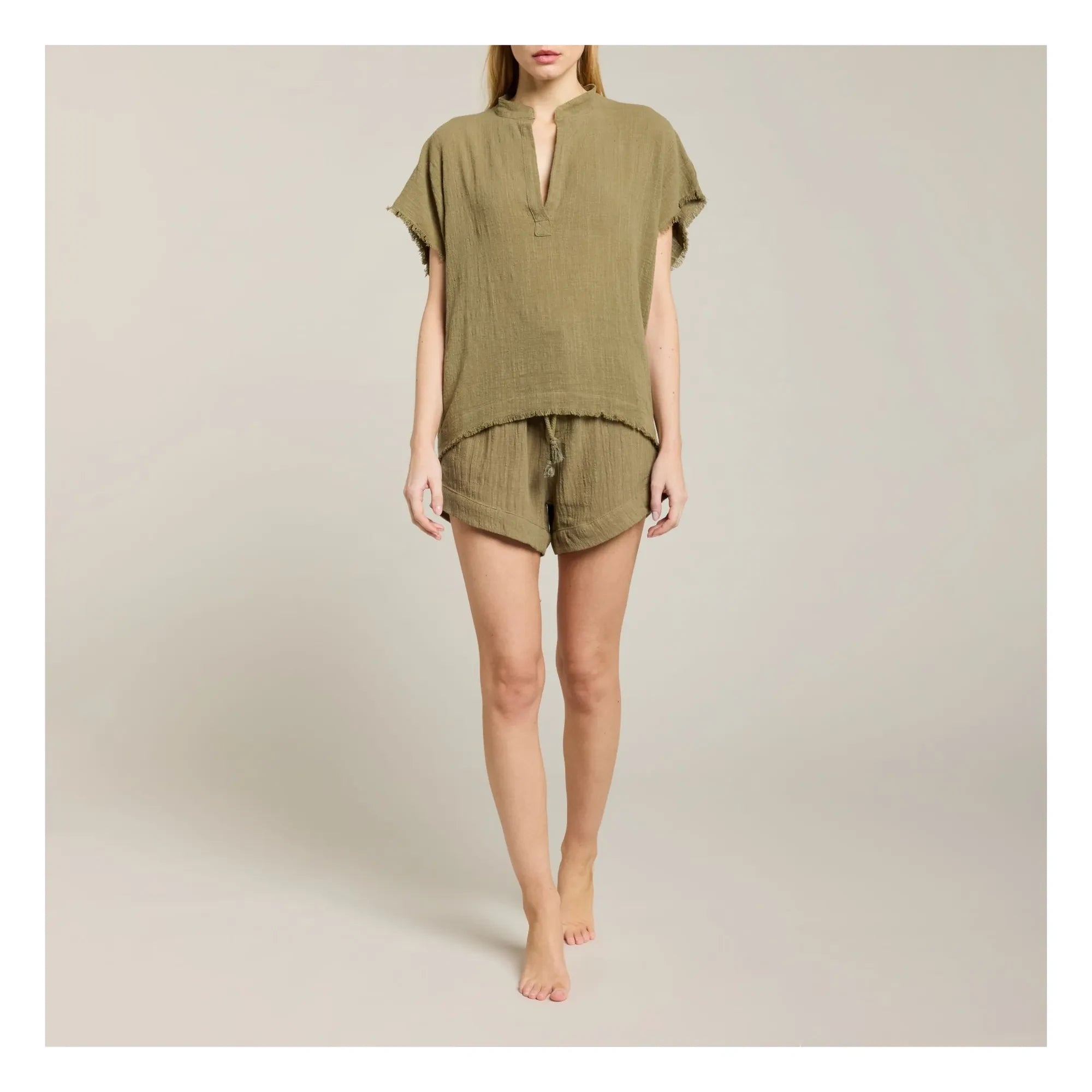 Maison Saint Julien - Porto Vecchio Bluse Baumwoll-Gaze | Khaki