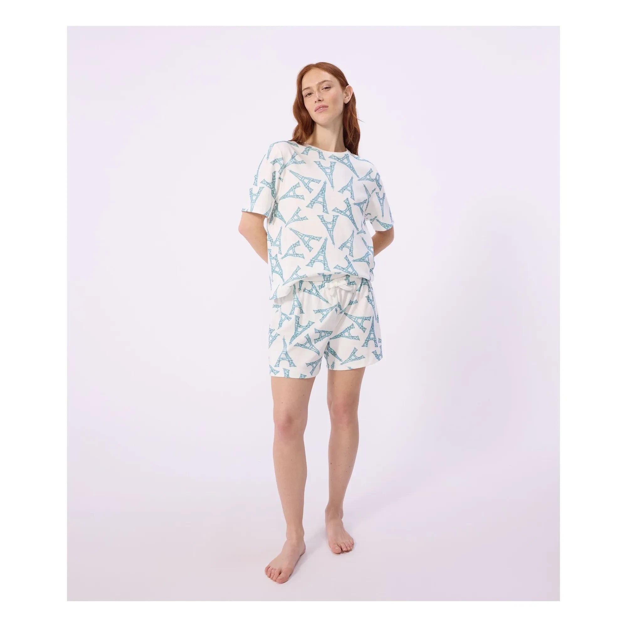 Petit Bateau - Pyjama-Shorts Eiffelturm | Weiß
