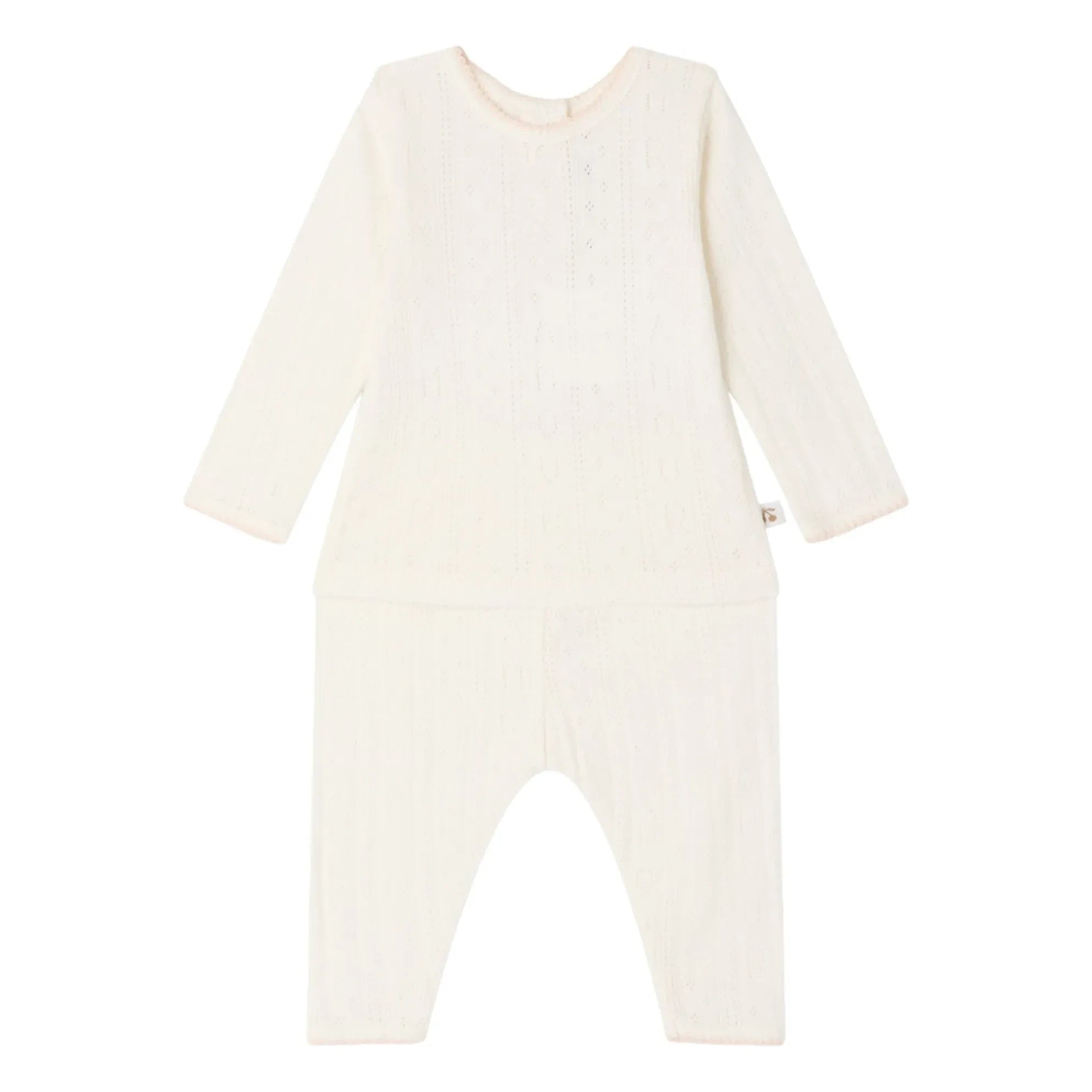 Bonpoint - Leandra Pointelle Set aus Bio-Baumwolle (T-Shirt und Leggings) | Weiß