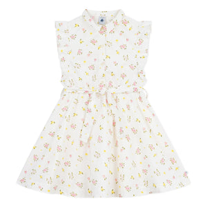 Petit Bateau – Ärmelloses Kleid aus Bio-Baumwolle mit Blumenmuster | Weiß