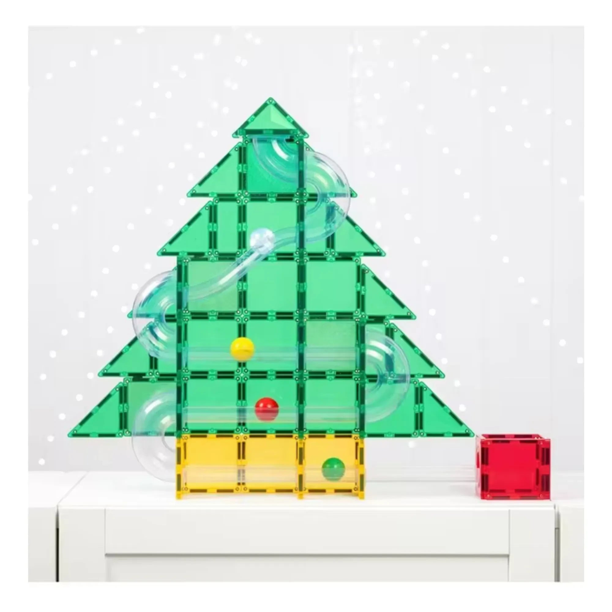 Connetix - Weihnachtsbaum Kugelbahn Set - 71 Teile