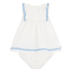Petit Bateau - Marinekleid und Overall-Set aus Bio-Baumwollpopeline | Weiß