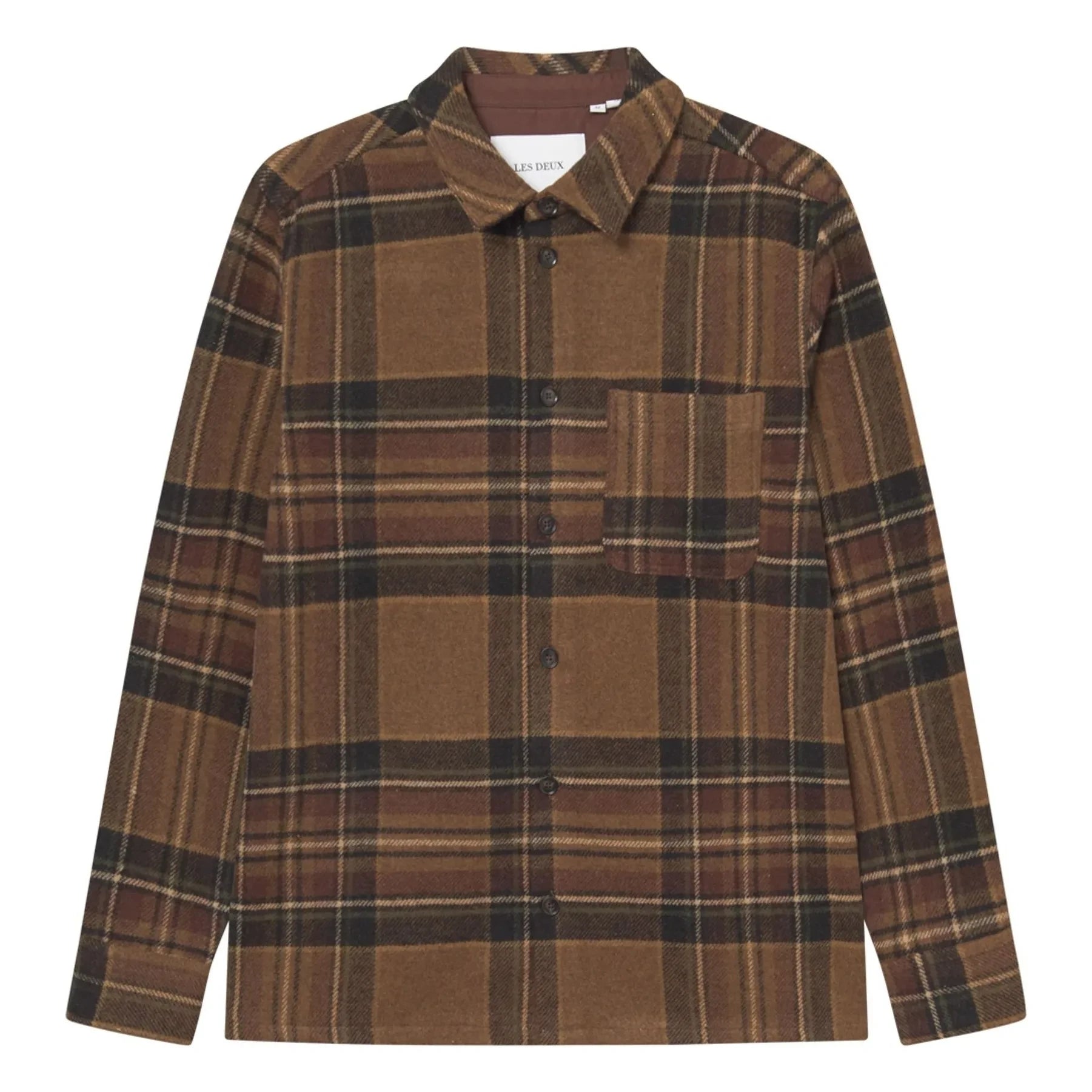 Les Deux - Kaleb Ekoseli Wolle Overshirt | Braun