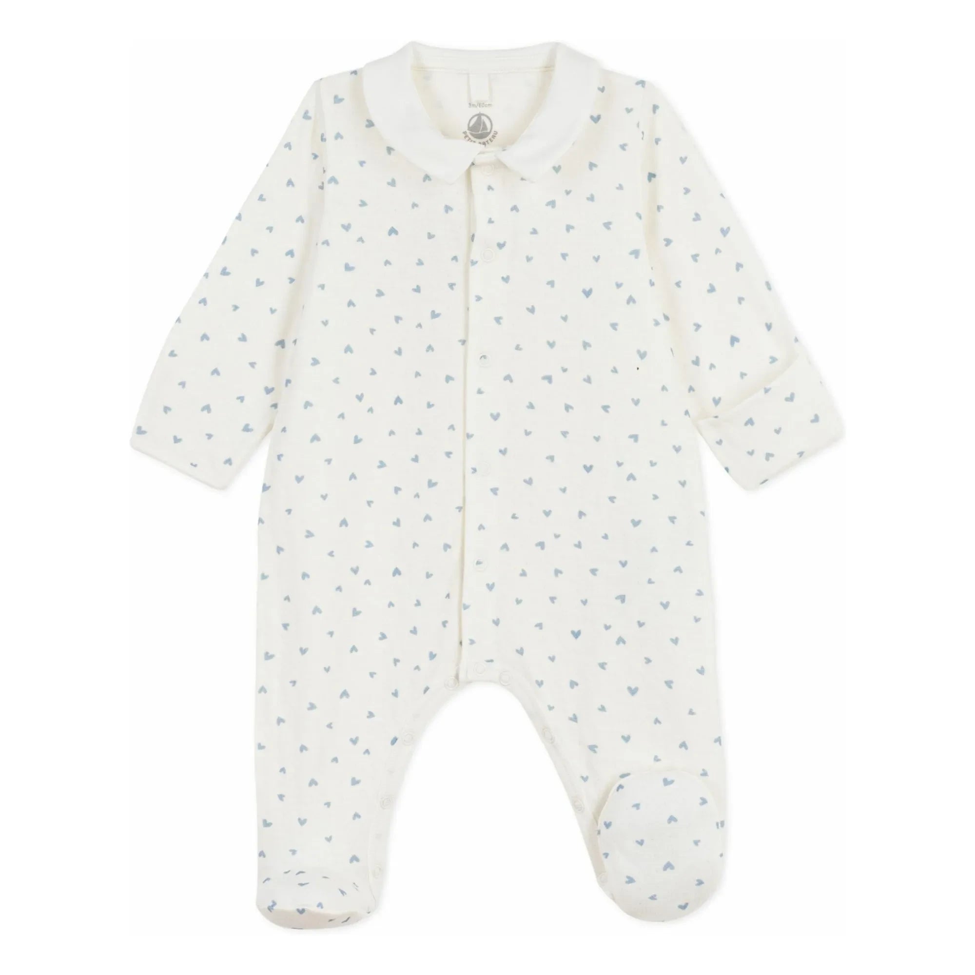 Petit Bateau - Strampler Herzen aus Bio-Velours | Weiß