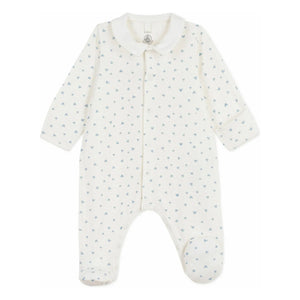 Petit Bateau - Strampler Herzen aus Bio-Velours | Weiß