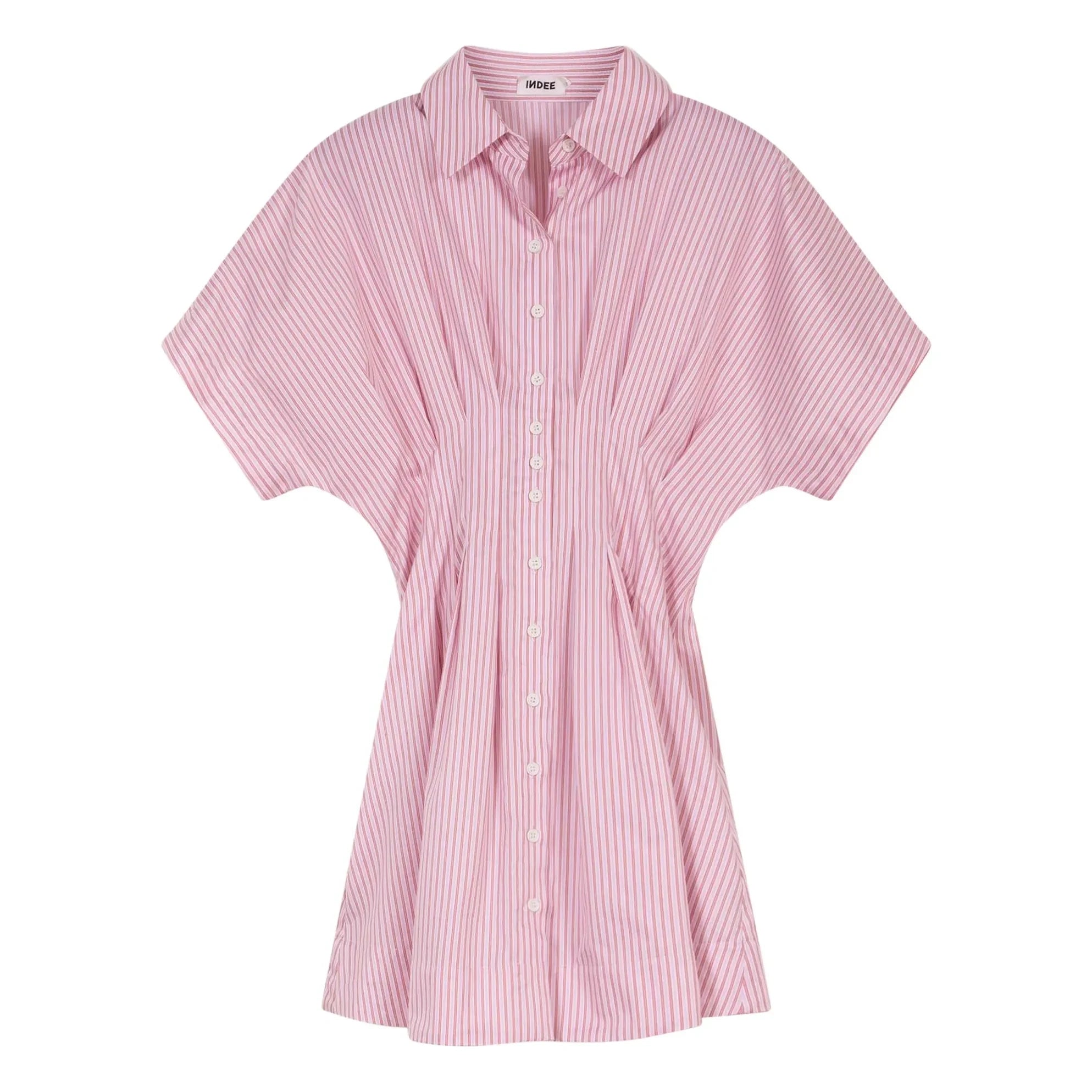 Indee – Gestreiftes Vilette Hemdblusenkleid | Rosa