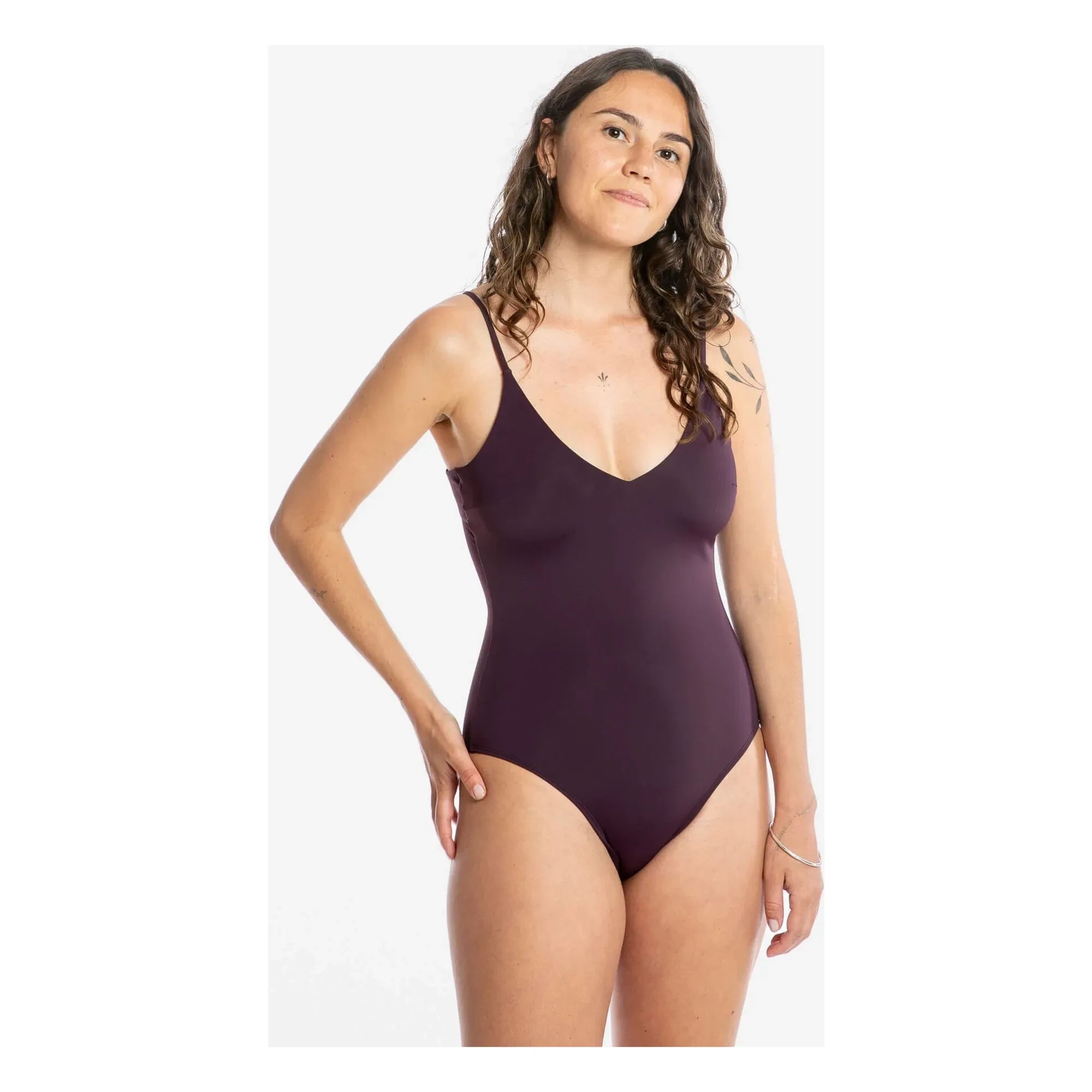 Matona - 1-teiliger V-Ausschnitt Jersey Recycelte Fasern | Aubergine