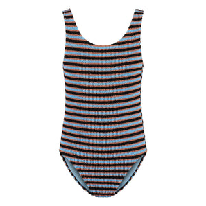 Beachlife - Gestreifter Ripp-Badeanzug | Hellblau