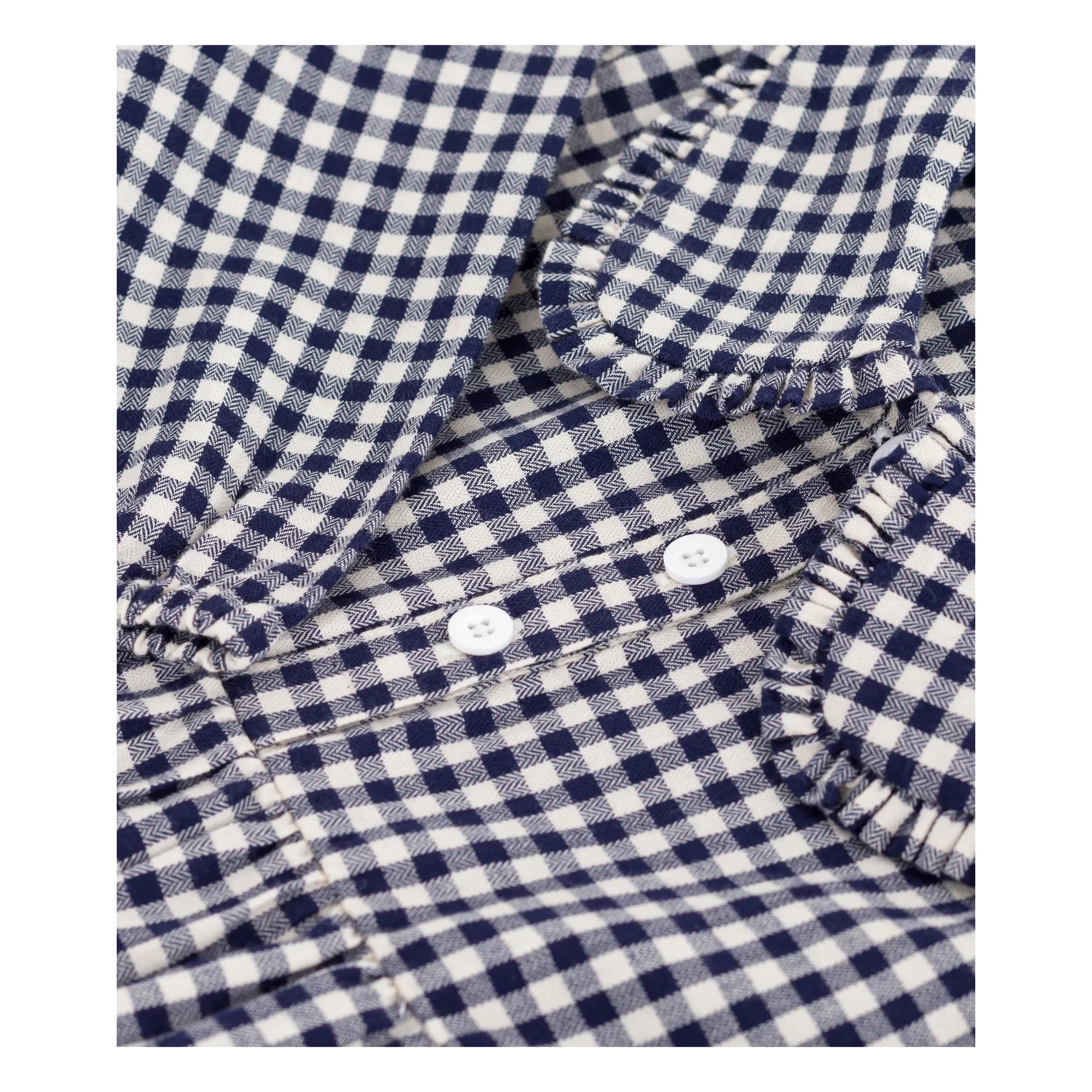 Petit Bateau - Claudine-Kragen-Kleid aus Bio-Baumwoll-Karo | Marineblau