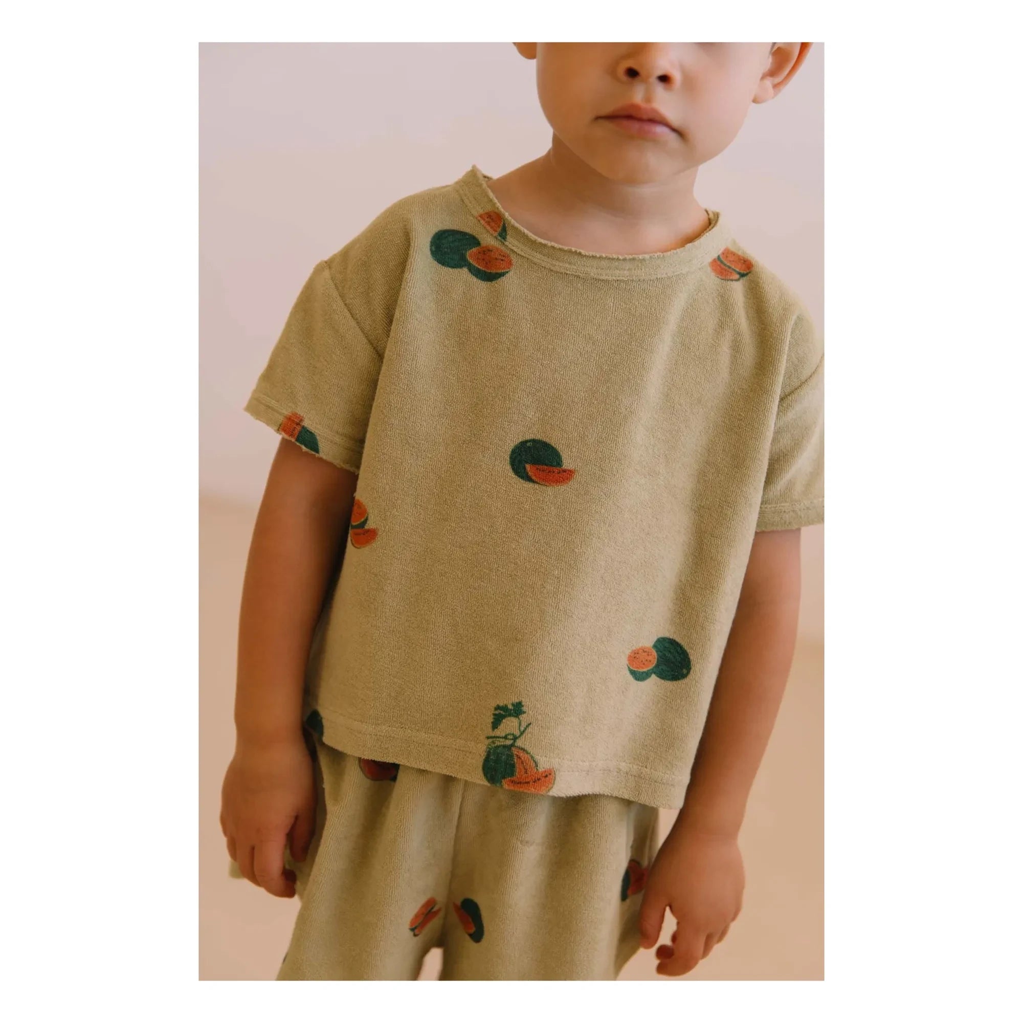 Studio Bohème - Essential Watermelon Bio-Baumwolle Frottee T-Shirt | Khaki