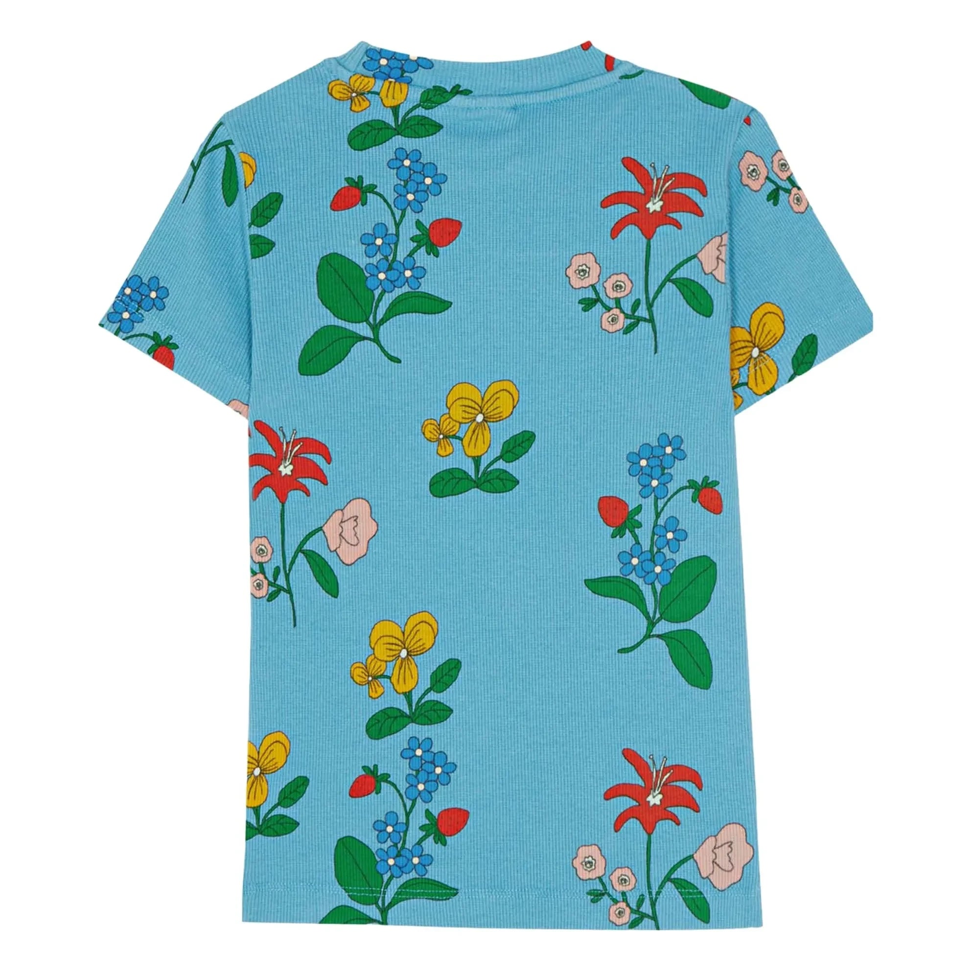 The Campamento - Geripptes T-Shirt Blumen | Azurblau