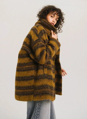 Tinsels - Bastille Çizgili Kaban | Hardal